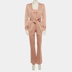 Pre Owned M Missoni Rose Gold Lurex Knit 3 Piece Suit S