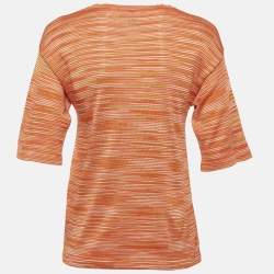 Pre Owned M Missoni Orange Striped Knit Top S