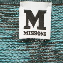 Pre Owned M Missoni Blue Zig Zag Lurex Knit Midi Dress L