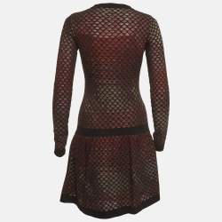 Pre Owned M Missoni Black/Pink Patterned Knit Mini Dress S
