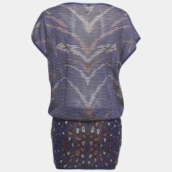 Pre Owned توب إم ميزوني محبوك بنمط أزرق كحلي مقاس صغير