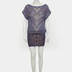 Pre Owned توب إم ميزوني محبوك بنمط أزرق كحلي مقاس صغير