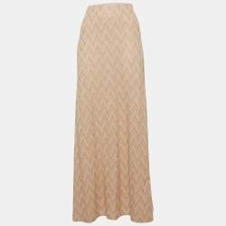 Pre Owned تنورة ماكسي إم ميزوني تريكو لوريكس بلون وردي بنمط zig-zag مقاس وسط - ميديام