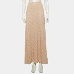 Pre Owned تنورة ماكسي إم ميزوني تريكو لوريكس بلون وردي بنمط zig-zag مقاس وسط - ميديام