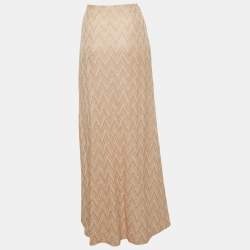 Pre Owned تنورة ماكسي إم ميزوني تريكو لوريكس بلون وردي بنمط zig-zag مقاس وسط - ميديام