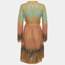 Pre Owned M Missoni Multicolor Lurex Knit Belted Cardigan M