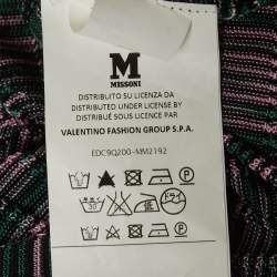 Pre Owned M Missoni Green/Pink Knit Open Front Cardigan S