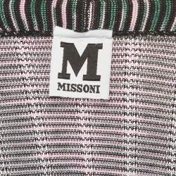 Pre Owned M Missoni Green/Pink Knit Open Front Cardigan S