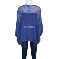 Pre Owned M Missoni Blue Lurex Perforated Knit Oversized Top S