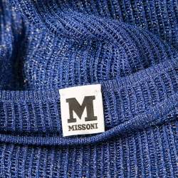 Pre Owned M Missoni Blue Lurex Perforated Knit Oversized Top S