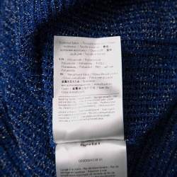 Pre Owned M Missoni Blue Lurex Perforated Knit Oversized Top S