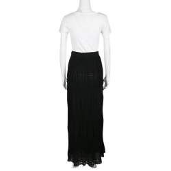 M Missoni Black Lurex Perforated Knit Pleated Skirt M