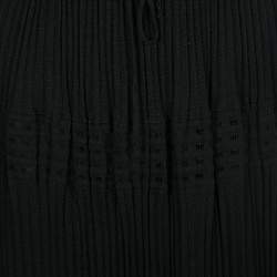 M Missoni Black Lurex Perforated Knit Pleated Skirt M