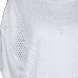 Pre Owned M Missoni White Knit Eyelet Panel Detail Short Sleeve Top M
