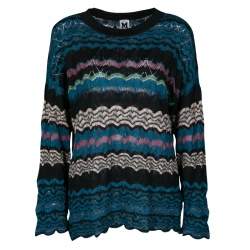 M Missoni Multicolor Patterned Perforated Knit Sweater S