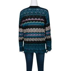 M Missoni Multicolor Patterned Perforated Knit Sweater S