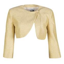 Pre Owned M Missoni Metallic Yellow Textured Cropped Jacket M