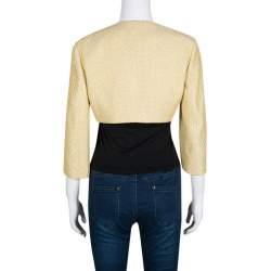 Pre Owned M Missoni Metallic Yellow Textured Cropped Jacket M