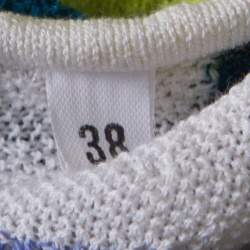 مملوكة مسبقًا M Missoni Multicolor Wave Pattern Perforated Knit Ruffle Trim Top S