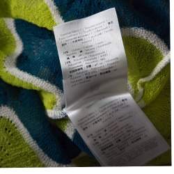 ممل وكة مسبقًا M Missoni Multicolor Wave Pattern Perforated Knit Ruffle Trim Top S