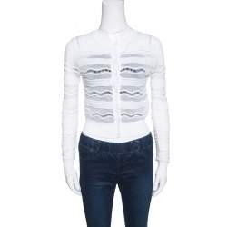 Pre Owned كارديغان إم ميزوني تريكو أبيض مثقب قصير S