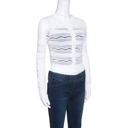 Pre Owned كارديغان إم ميزوني تريكو أبيض مثقب قصير S