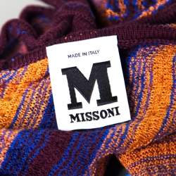 M Missoni Brown and Blue Striped Knit Tie Detail Racer Back Top M