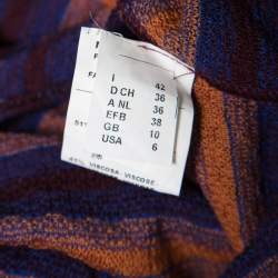 M Missoni Brown and Blue Striped Knit Tie Detail Racer Back Top M