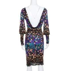 Pre Owned M Missoni Multicolor Dot Printed Stretch Knit Scoop Back Dress S