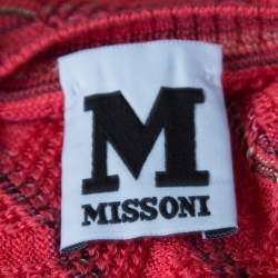 Pre Owned M Missoni Pink Perforated Patterned Knit Ribbed Trim Top L