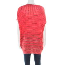 Pre Owned M Missoni Pink Perforated Patterned Knit Ribbed Trim Top L