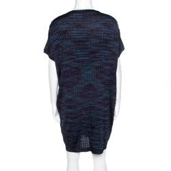 مملوكة مسبقًا M Missoni Multicolor Fleece Wool Blend Dolman Sleeve Shift Dress L