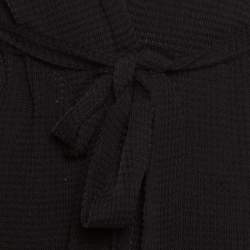 Pre Owned M Missoni Black Perforated Knit Open Front Belted Cardigan L