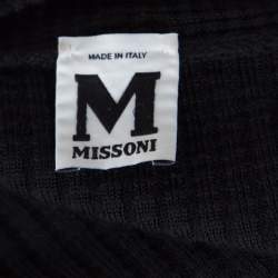 Pre Owned M Missoni Black Perforated Knit Open Front Belted Cardigan L