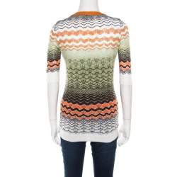 مملوكة مسبقًا توب إم ميزوني تريكو مثقب متعدد الألوان ثلاث أربع أكمام بأزرار M