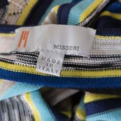 Pre Owned M Missoni Multicolor Striped Perforated Knit Side Tie Detail Sleeveless Top S