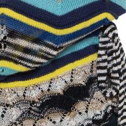 Pre Owned M Missoni Multicolor Striped Perforated Knit Side Tie Detail Sleeveless Top S