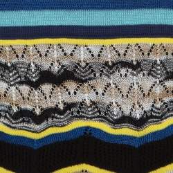 Pre Owned M Missoni Multicolor Striped Perforated Knit Side Tie Detail Sleeveless Top S