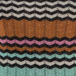 Pre Owned M Missoni Multicolor Lurex Chevron Patterned Knit Neck Tie Detail Dress M