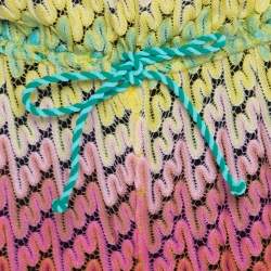 Pre Owned Missoni Mare Rainbow Patterned Perforated Knit Beach Cover Up Jumpsuit S