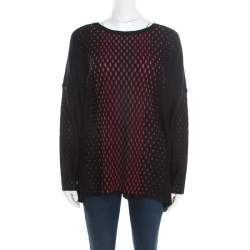 M Missoni Black Patterned Dobby Knit Boxy Sweater Top M