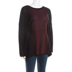 M Missoni Black Patterned Dobby Knit Boxy Sweater Top M