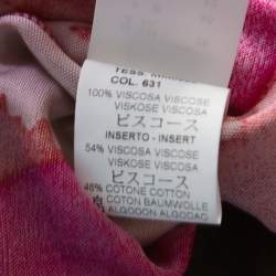 Pre Owned فستان أم ميزوني ماكسي جيرسي مطبوع بلا حمالات متعدد الألوان M 