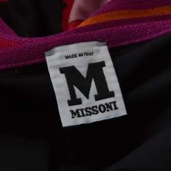 Pre Owned فستان أم ميزوني ماكسي جيرسي مطبوع بلا حمالات متعدد الألوان M 