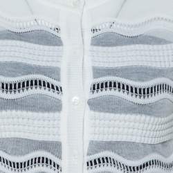 Pre Owned M Missoni White Zig Zag Cotton Cropped Cardigan S