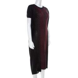 Pre Owned M Missoni Black Patterned Dobby Knit Oversized Dress XS