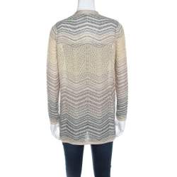 Pre Owned M Missoni Ombre Wave Patterned Lurex Knit Open Front Cardigan S