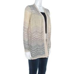 Pre Owned M Missoni Ombre Wave Patterned Lurex Knit Open Front Cardigan S