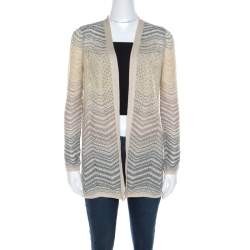 Pre Owned M Missoni Ombre Wave Patterned Lurex Knit Open Front Cardigan S