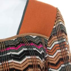 Pre Owned M Missoni Multicolor Chevron Knit Wool Blend Dress L